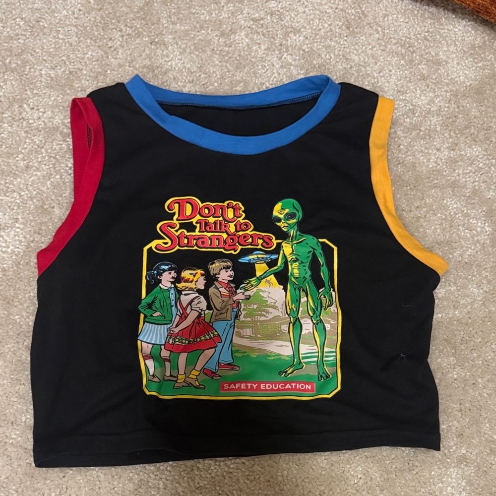 Kids Alien Graphic Tank Top - Black